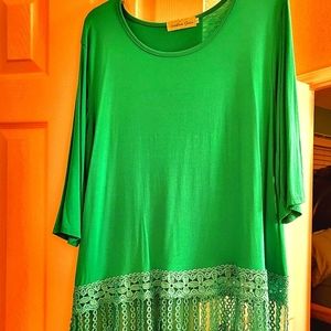 Womens green shirt,  lightly worn